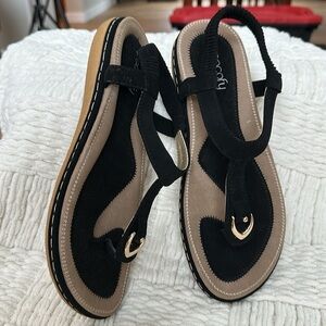 Socofy Brand Casual Elastic Sling Back Flat Comfort Sandal